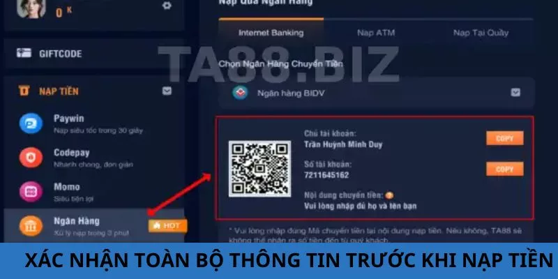 Xác nhận lại toàn bộ thông tin giao dịch, đảm bảo chính xác tuyệt đối